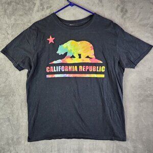 Mens California Republic State Beautiful Rainbow Bear T-shirt Size Large